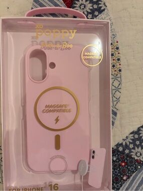 Poppy & Peonies Light Pink MagSafe-Compatible iPhone Case with Gold Ring